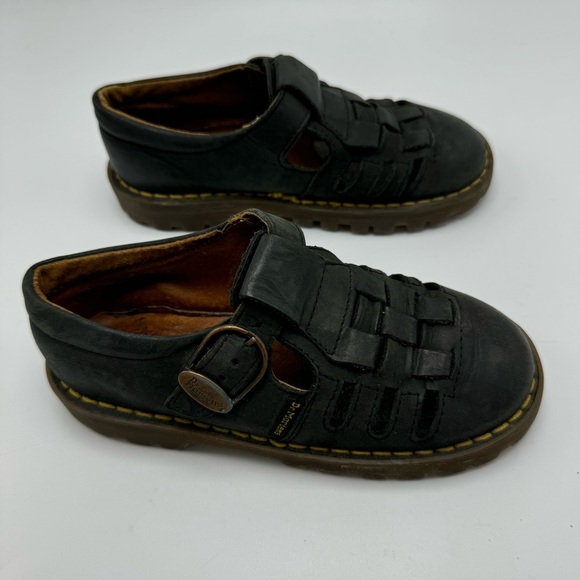 Doc Martens Mary Jane Fisherman Vintage Black Leather Size 11 Made In England - Picture 4 of 13